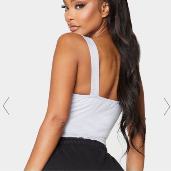 PrettyLittleThing Women 6 Shape Grey Sporty Sweat Zip Detail Crop Tank Top NWT - Picture 2 of 10